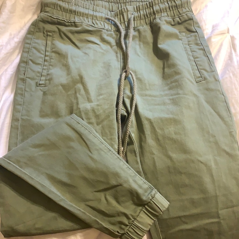 Olive Green Joggers with Drawstring